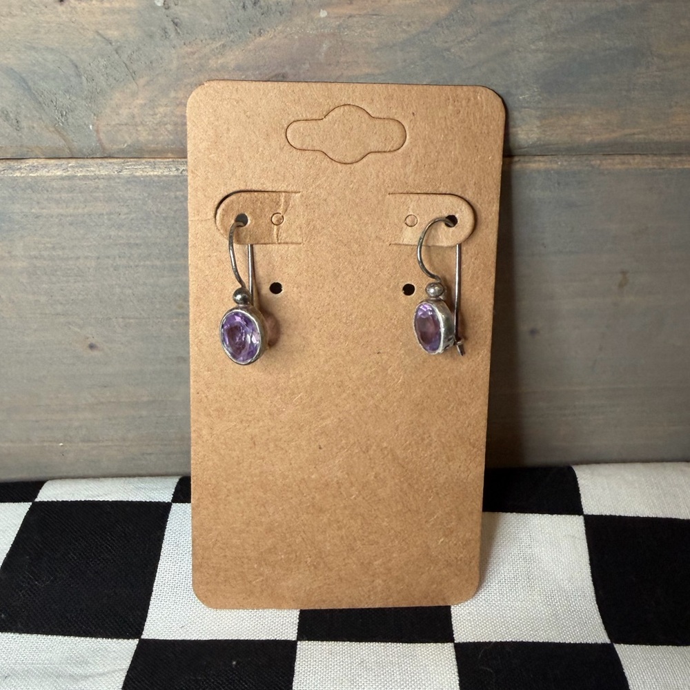 Vintage Sterling Silver Amethyst Earrings